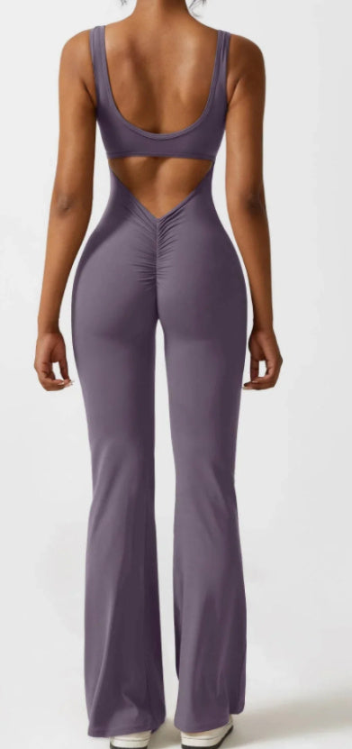 Seamless Yoga Bodysuit for Women - Tummy Control Hollow Back Workout Top & Casual Outfit